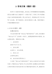 it咨询方案（最新5篇）