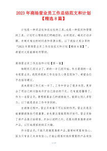 2023年商场营业员工作总结范文和计划【精选8篇】