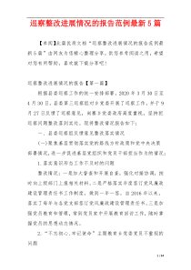 巡察整改进展情况的报告范例最新5篇