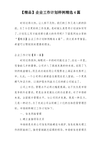 【精品】企业工作计划样例精选4篇