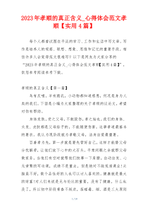 2023年孝顺的真正含义_心得体会范文孝顺【实用4篇】