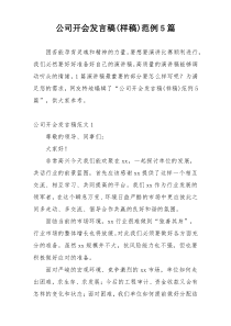 公司开会发言稿(样稿)范例5篇