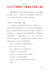 2023年方案策划 方案策划【优推4篇】