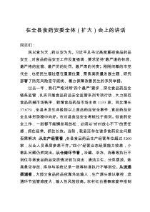 在全县食药安委全体扩大会上的讲话