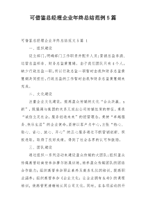 可借鉴总经理企业年终总结范例5篇