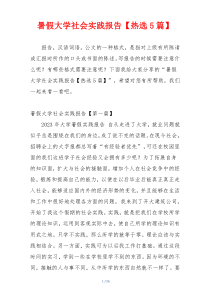暑假大学社会实践报告【热选5篇】