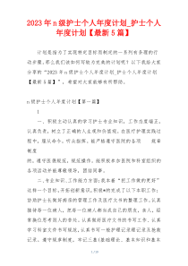 2023年n级护士个人年度计划_护士个人年度计划【最新5篇】