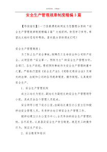 安全生产管理规章制度精编3篇