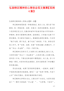 弘扬特区精神的心得体会范文集聚【范例4篇】