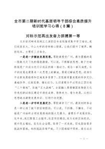 全市第二期新时代基层领导干部综合素质提升培训班学习心得（8篇）