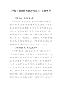 《年轻干部廉洁教育案例读本》心得体会