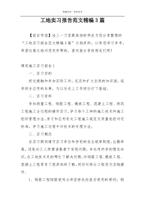 工地实习报告范文精编3篇