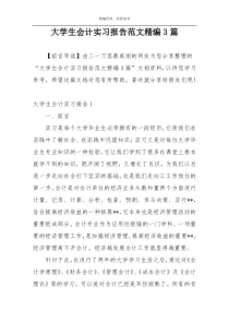大学生会计实习报告范文精编3篇