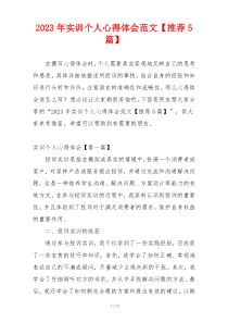 2023年实训个人心得体会范文【推荐5篇】