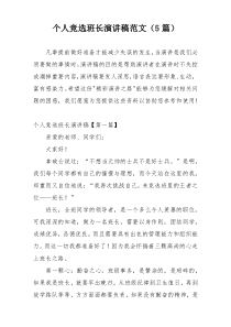 个人竞选班长演讲稿范文（5篇）