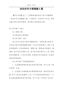 活动炒作方案精编5篇