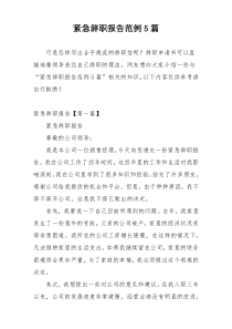 紧急辞职报告范例5篇