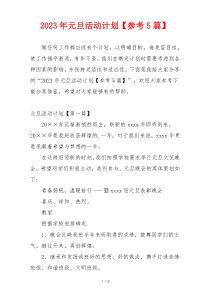 2023年元旦活动计划【参考5篇】