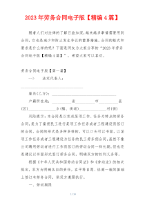 2023年劳务合同电子版【精编4篇】