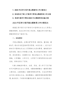 党委、审计、财政开展学习贯彻2023年主题教育的实施方案范文3篇