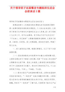 关于领导班子巡查整改专题组织生活会会前谈话3篇
