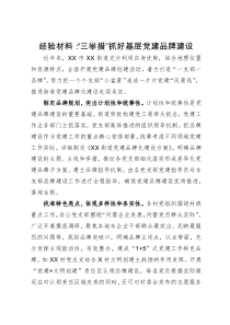 经验材料：“三举措”抓好基层党建品牌建设