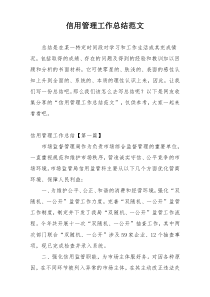 信用管理工作总结范文
