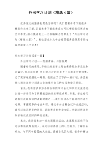 外出学习计划（精选4篇）
