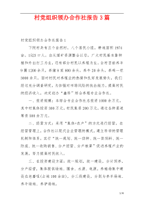 村党组织领办合作社报告3篇