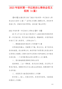 2023年驻村第一书记培训心得体会范文范例（4篇）