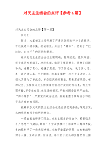 对民主生活会的点评【参考4篇】