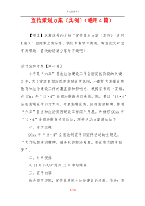 宣传策划方案（实例）（通用4篇）