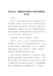 研讨发言：奋勇担当中新使命  不断走好新的赶考之路