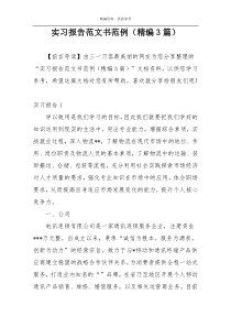 实习报告范文书范例（精编3篇）