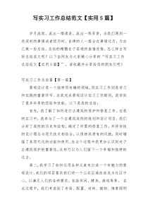 写实习工作总结范文【实用5篇】