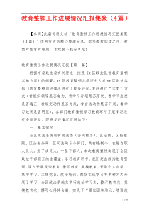 教育整顿工作进展情况汇报集聚（4篇）