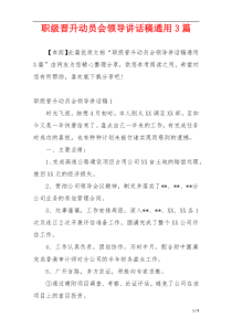 职级晋升动员会领导讲话稿通用3篇
