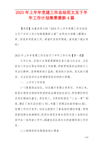 2023年上半年党建工作总结范文及下半年工作计划集聚最新4篇