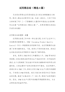 试用期总结（精选4篇）