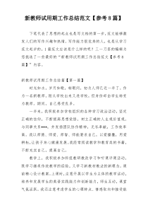 新教师试用期工作总结范文【参考8篇】