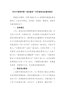 有关于营商环境政务服务评价指标完成情况报告