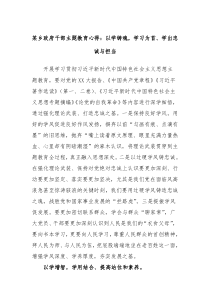 某乡政府干部主题教育心得以学铸魂学习为首学出忠诚与担当