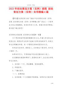 2023年活动策划方案（实例）流程 活动策划方案（实例）实用精编4篇