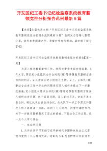 开发区纪工委书记纪检监察系统教育整顿党性分析报告范例最新5篇