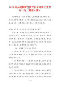 2023年乡镇招商引资工作总结范文及下年计划（最新4篇）