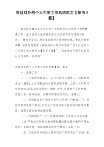 项目财务的个人年度工作总结范文【参考5篇】