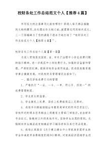 校财务处工作总结范文个人【推荐4篇】