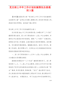 党支部上半年工作计划实施情况自查通用3篇