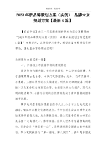 2023年新品牌策划方案（实例） 品牌未来规划方案【最新4篇】