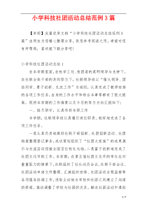 小学科技社团活动总结范例3篇